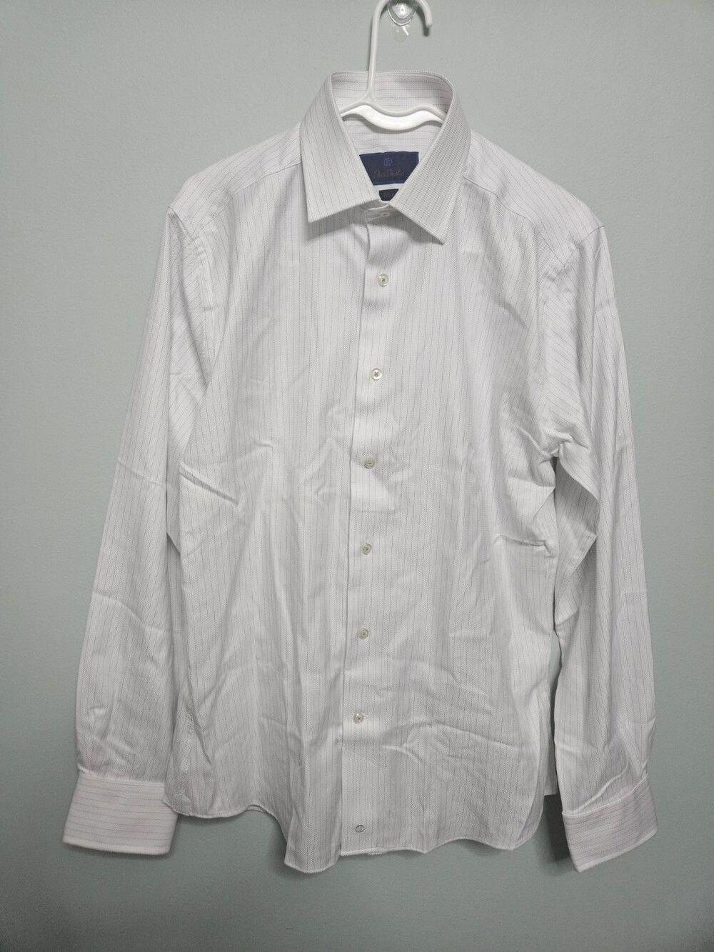 David Donahue Dress Shirt 15.5 / 34-35 Trim Mens Blue Striped Cotton Button Up